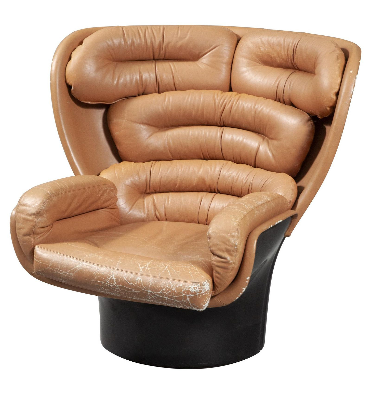 Joe Colombo Leather Upholstered Fiberglass Elda Chair