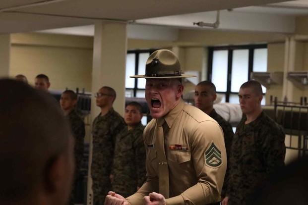 Recruits are introduced to their drill instructors