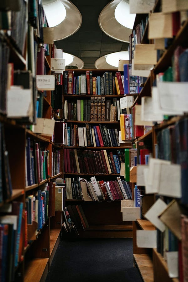 Books on shelves Books on shelves