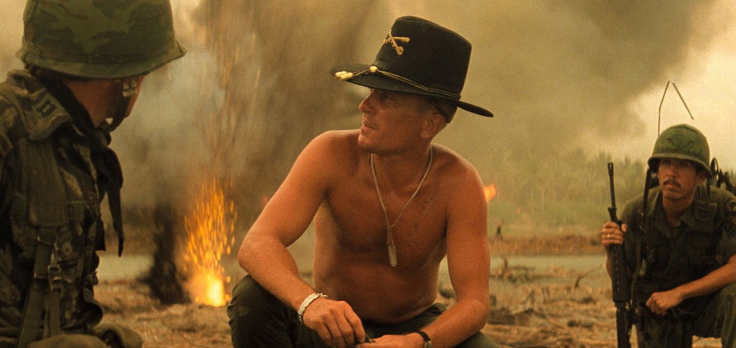 Kilgore (Robert Duvall) delivering the famous line in Apocalypse Now (Francis Ford Coppola, United Artists, 1979)