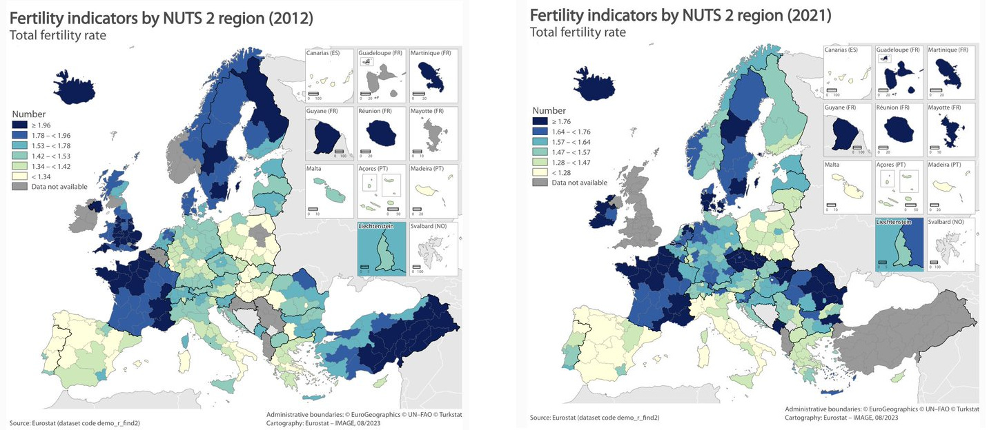 Graph showing Czechian fertility rate going way up