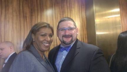 Letitia James and Richard Luthmann in Albany, New York, in 2012.