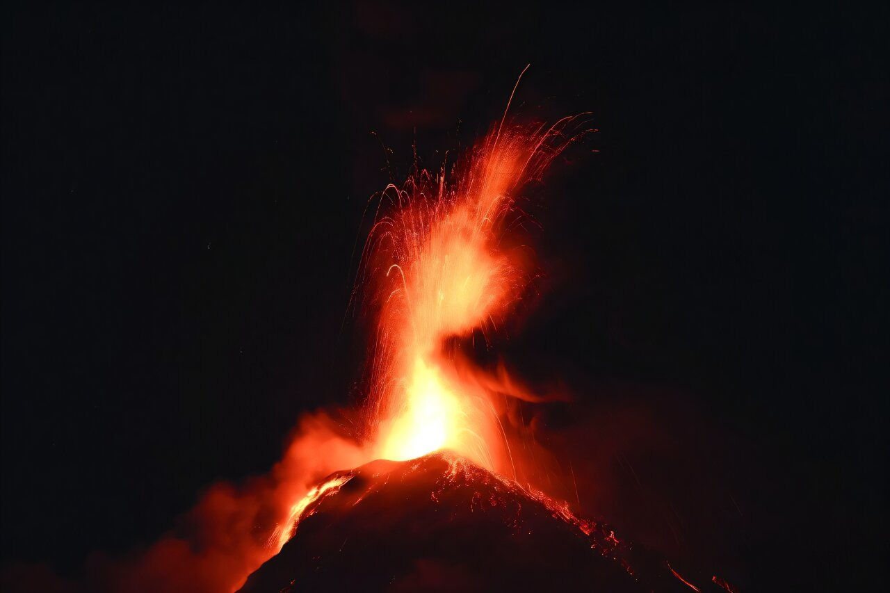 Guatemala's Fuego volcano is located 35 kilometers (22 miles) from the capital Guatemala City