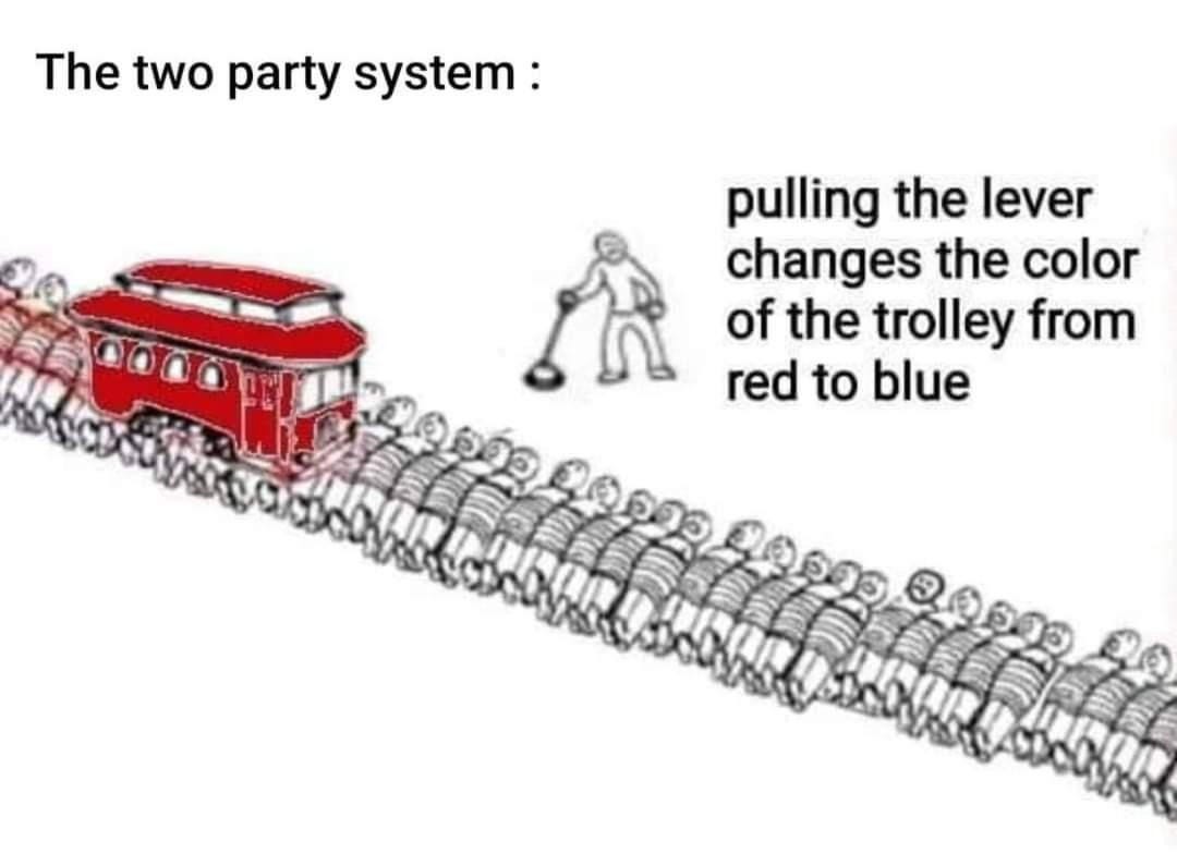 The Two-Party System: Switching the Trolley from Red to Blue