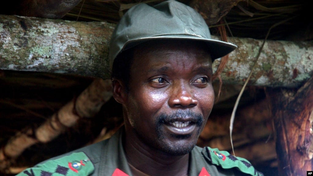 FILE - Joseph Kony, leader of the Lord's Resistance Army, Congo near the Sudan border.