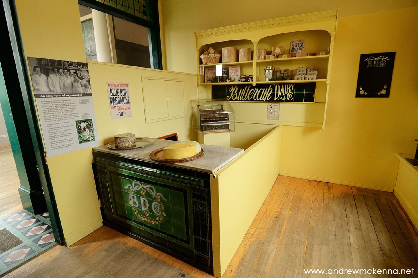 interior of a wartime dairy shop