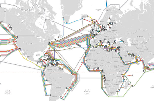 This awesome interactive map details the undersea cables that wire the  entire Internet