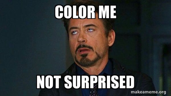 color me not surprised - Tony Stark Eye Roll Meme Generator
