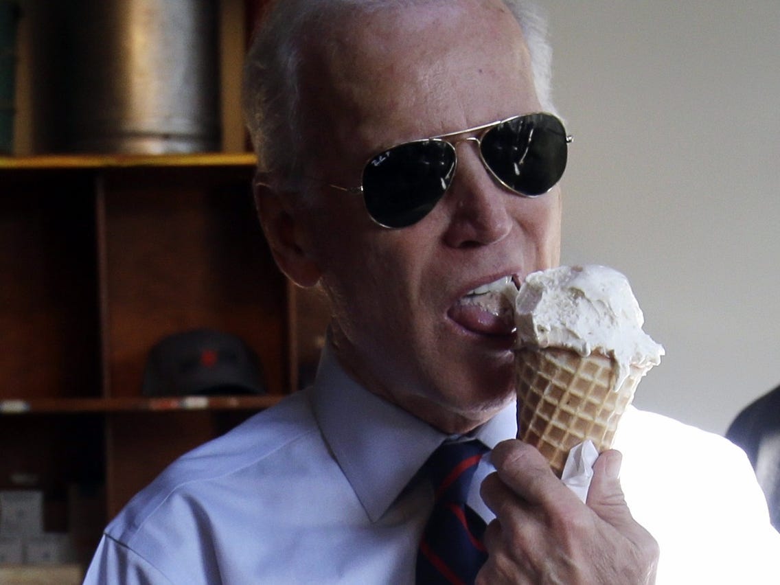 Photos of Joe Biden Eating Ice Cream