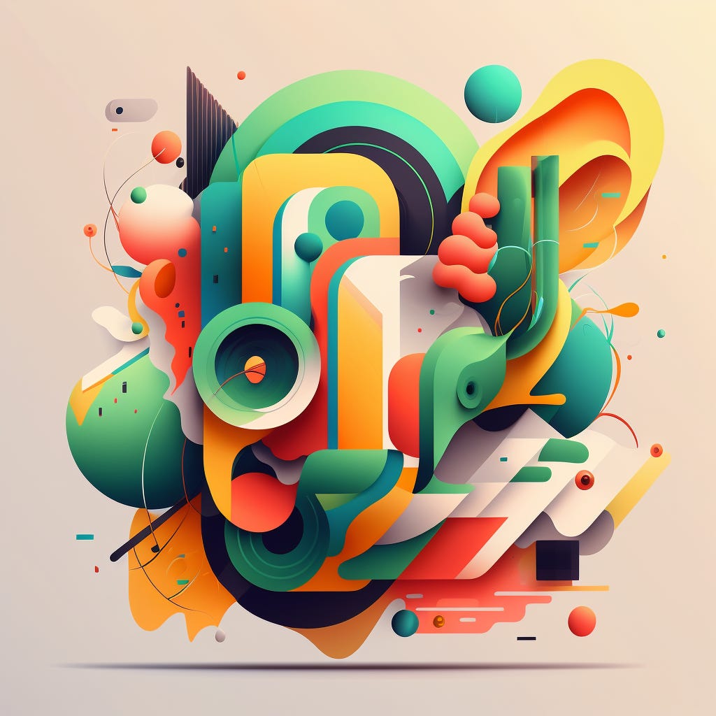 digital abstract illustration with colorful overlapping shapes by John Wayne Hill