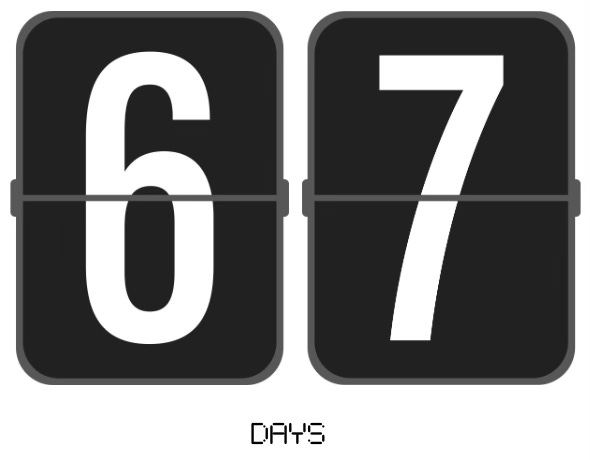 Digital countdown reading 67 days
