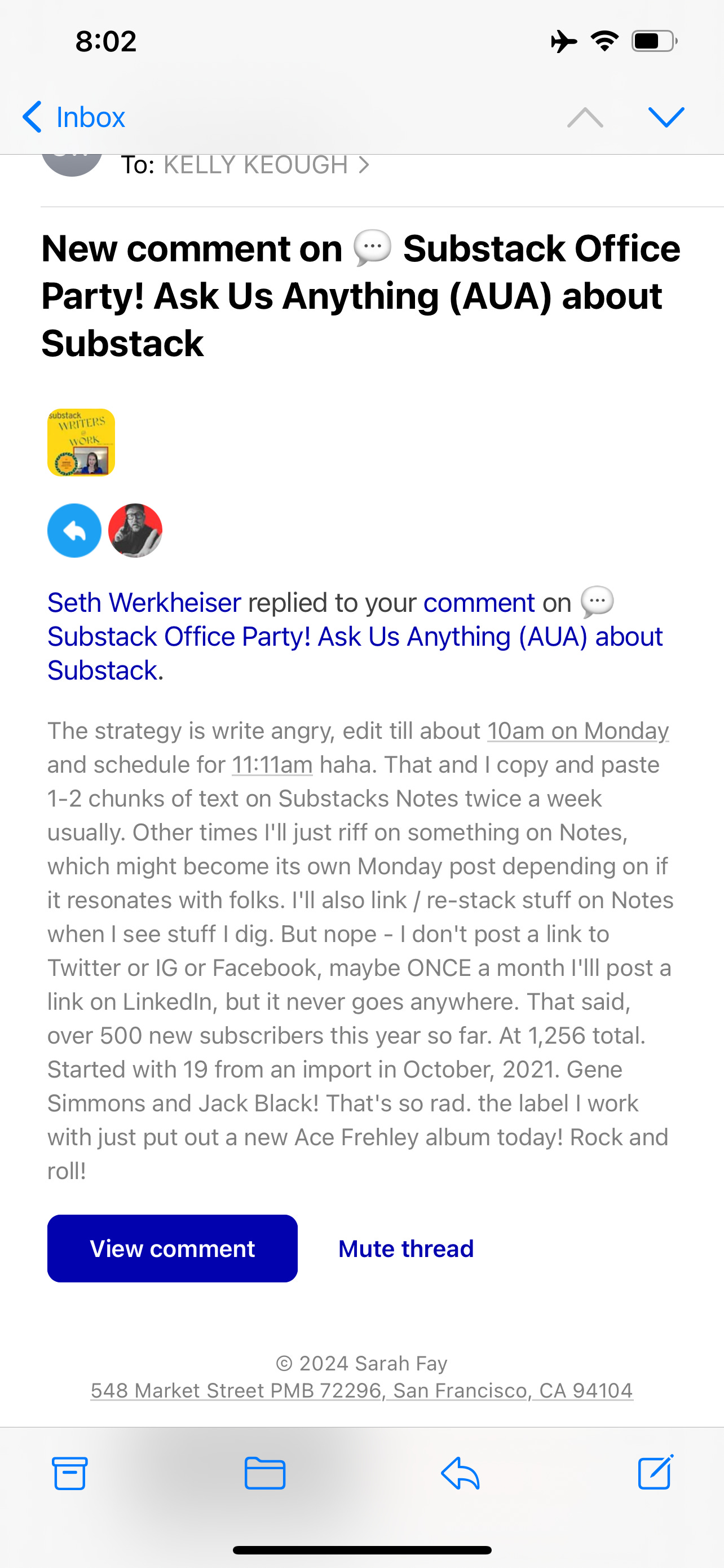 Seth Werkheiser comment
