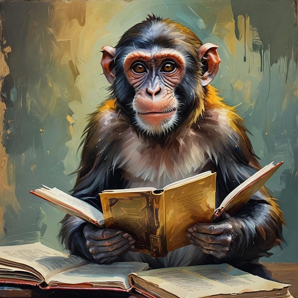 Monkey with books