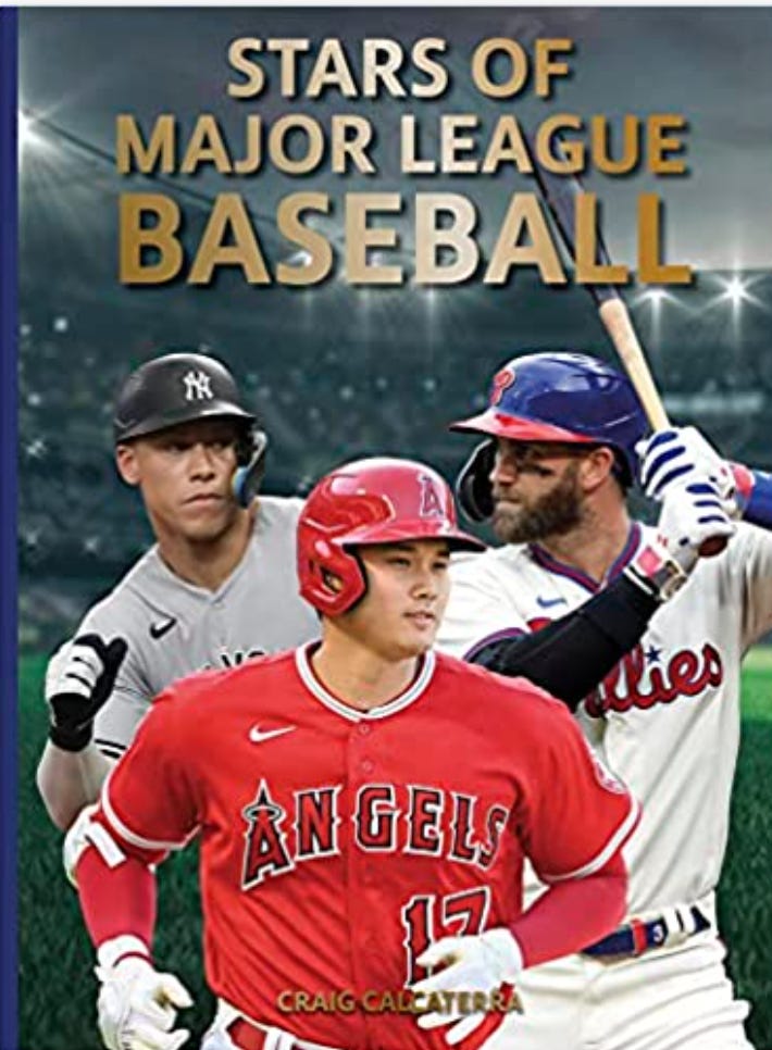 Cover for "Stars of Major League Baseball" featuring Aaron Judge, Shohei Ohtani, and Bryce Harper