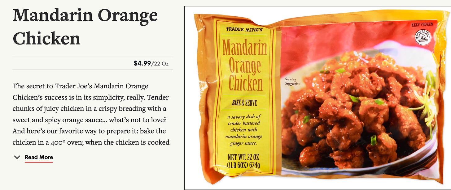 mandarin orange chicken bake and serve from trader joes
