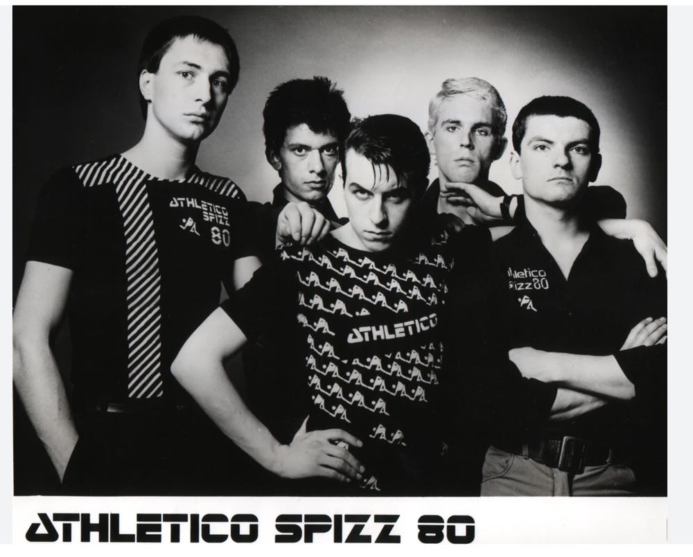 Black and white promo pic of Athletico Spizz 80