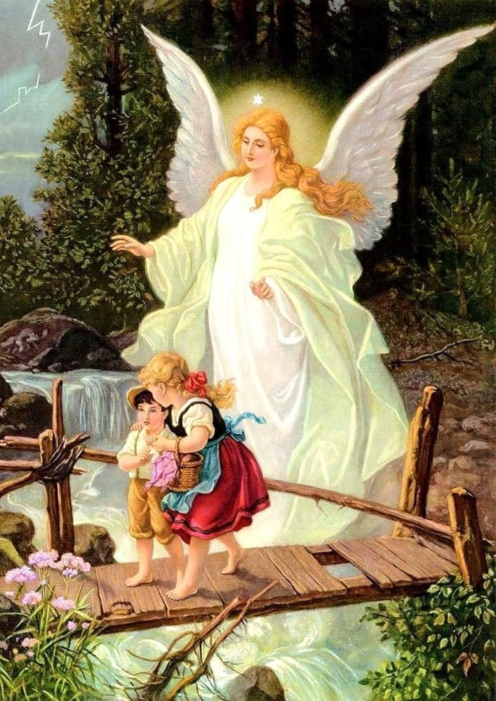 Amazon.com: Guardian Angel with Children on Bridge picture POSTER print A3  image painting Catholic Religious Christian Holy Wall Art for Kids Children  Home Decor Room : Handmade Products