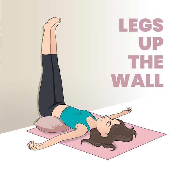 Premium Vector | Illustration of legs up the wall pose yoga pose