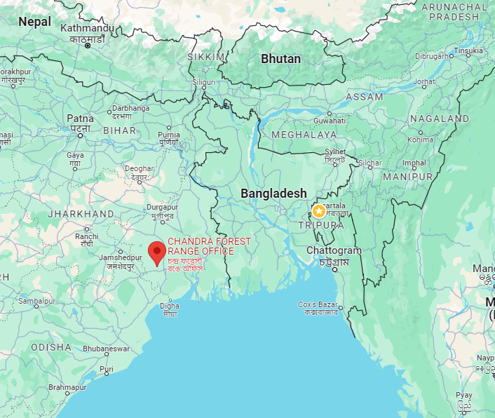Location of Chandra Forest Range(Courtesy : Google Map)