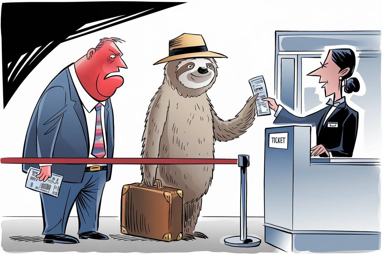 Has this ever happened to you? You're boarding a flight and the guy in front of you is slow. Almost deliberately slow. 