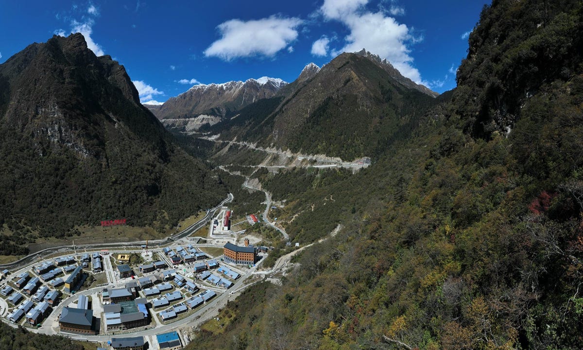 An aerial view of Yumai village, Lhunze county, Shannan Prefecture, Southwest China's Xizang Autonomous Region on October 25, 2023 Photo: Yang Ruoyu/GT