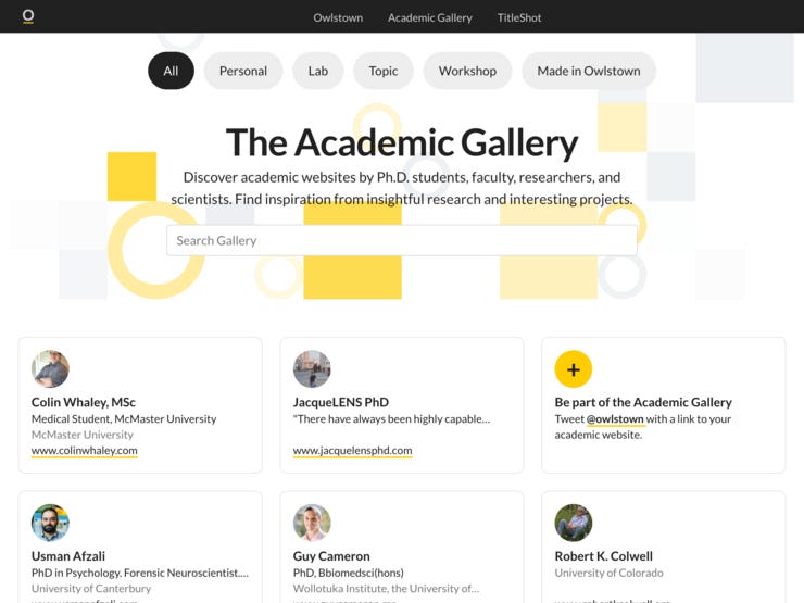 The Academic Gallery - https://academic.gallery