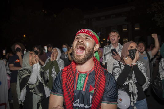 Protesters at a pro-Palestinian demonstration at George Washington University in Washington, D.C., on Aug. 22, 2024.