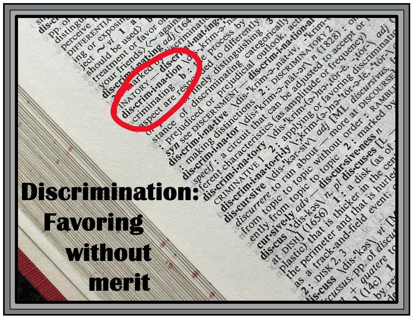 Dictionary open to "discrimination"
