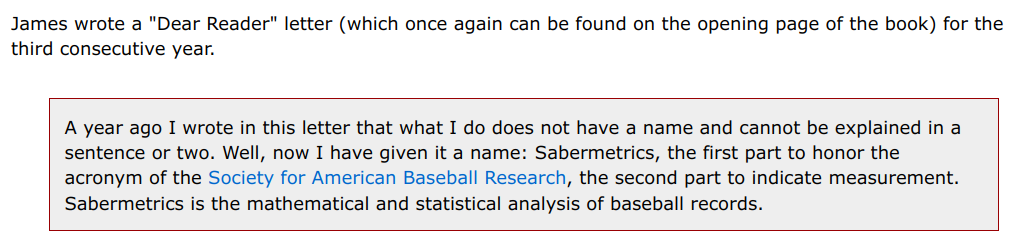 Bill James Sabermetrics Origins