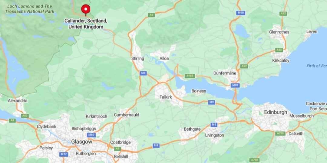 Location map showing Callander, Scotland