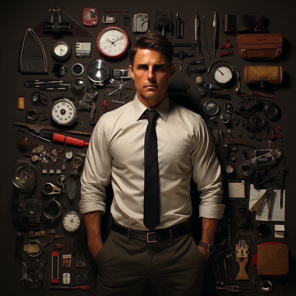 a portrait of [Tom Cruise] in the style of [knolling] --s 400 --v 5.2