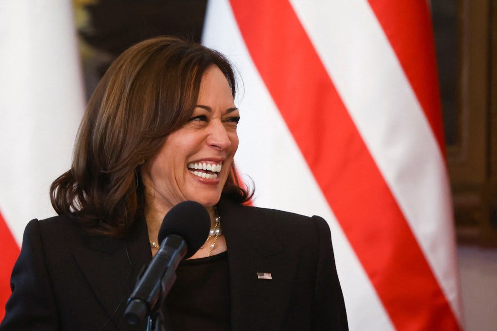 Vice President Kamala Harris is being slammed by critics after allegedly laughing at a question regarding Ukrainian refugees while meeting with the Polish President.
