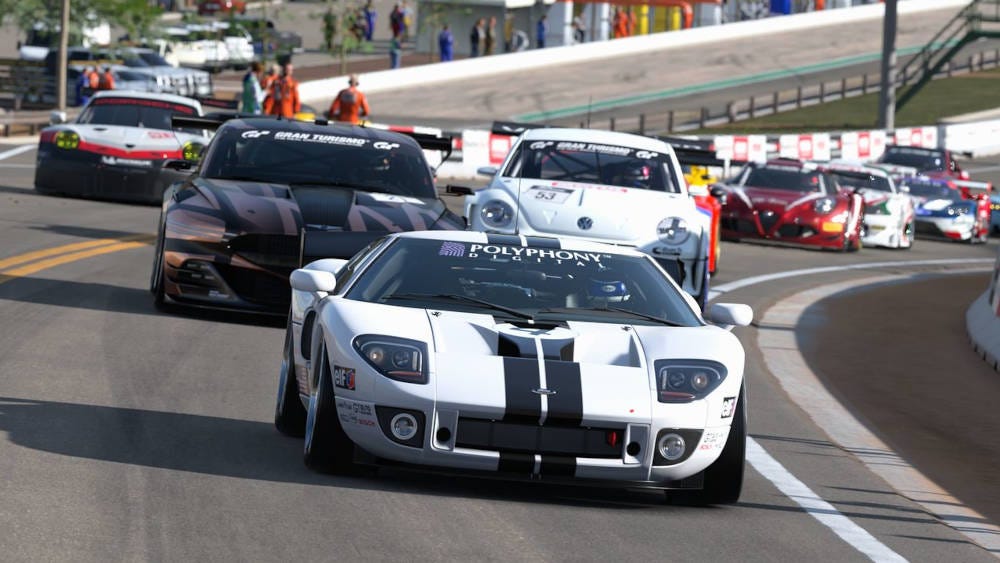 Cars racing in Gran Turismo 7