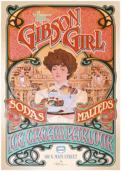 Designing Main Street USA - Poster Gibson Girl Ice Cream Parlor - Designing  Disney