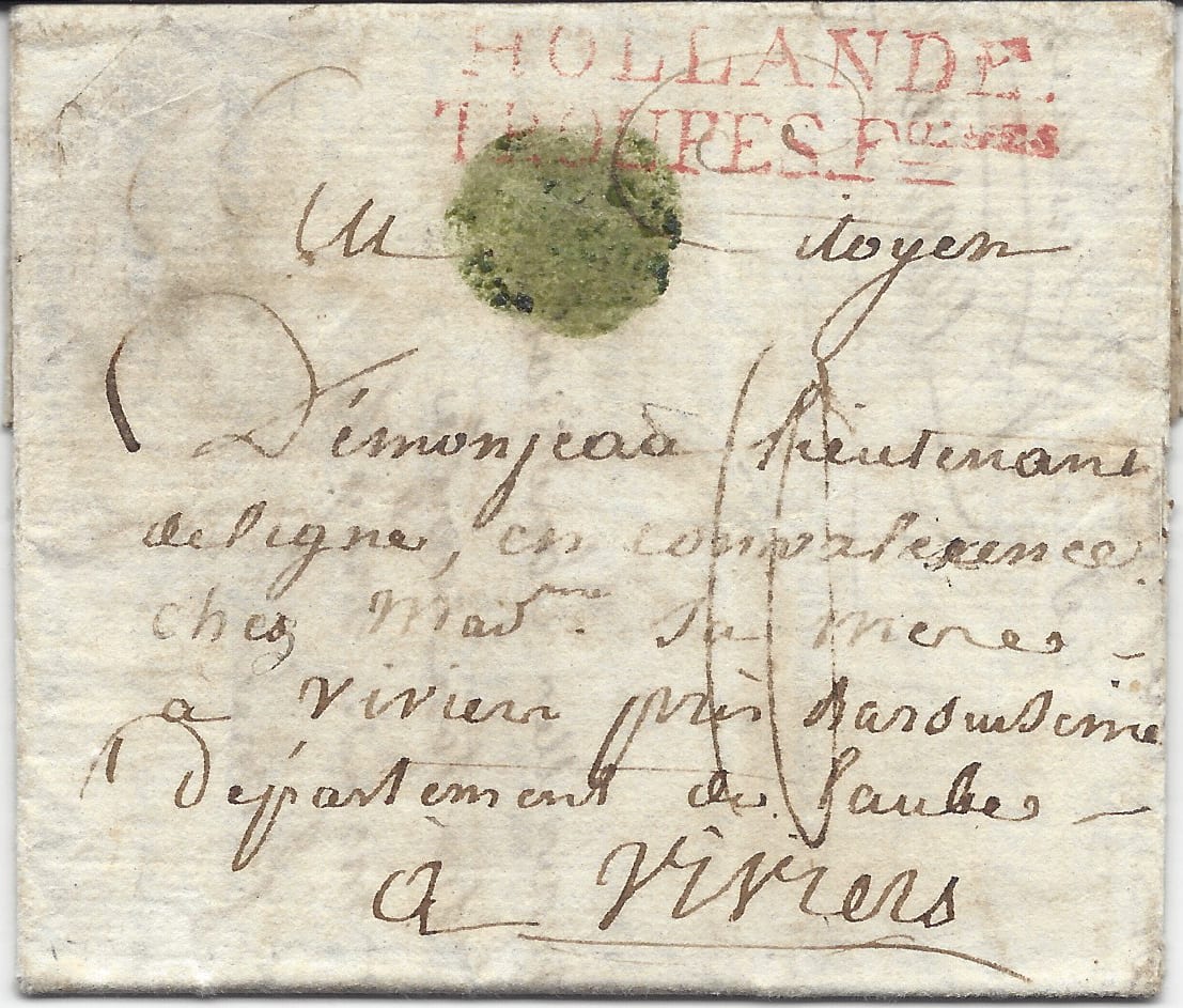 folded letter from Napoleon's 8th Army in Utrecht