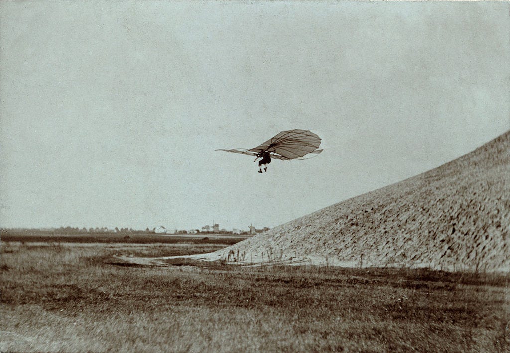 Otto Lilienthal gliding experiment.