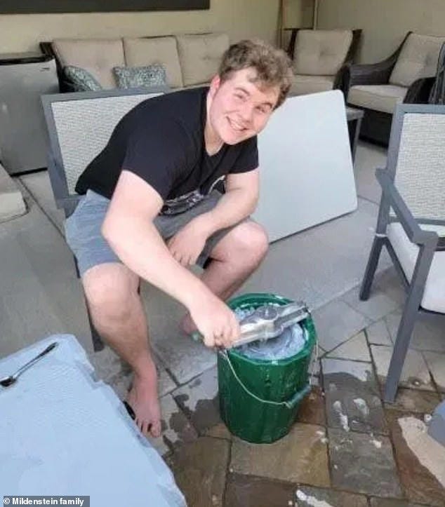Liam Mildenstein (pictured), a 19-year-old Utah man who had just announced his first Mormon mission would be his dream job in Japan died suddenly of heart failure in front of his family as he was revealing the news