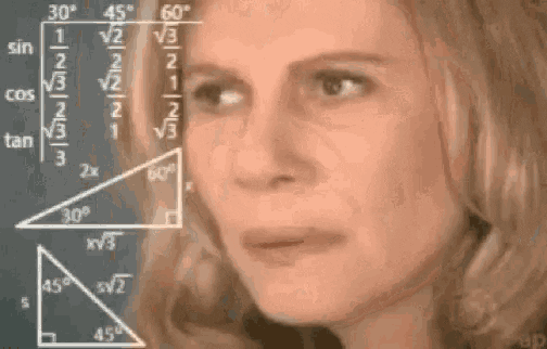 gif of confused woman looking at complex math equations 