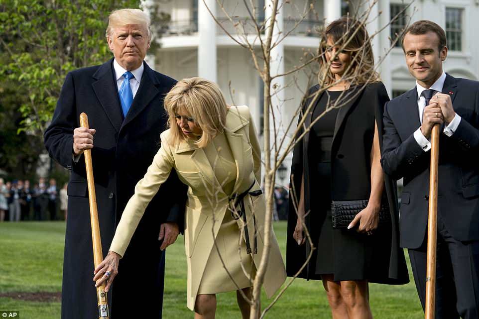 Emmnauel and Brigitte Macron spend full day with Trump and Melania ...