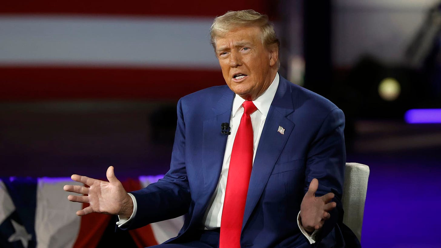 Republican presidential nominee, former U.S. President Donald Trump participates in a Fox News Town Hall at the New Holland Arena in Harrisburg, Pennsylvania on September 04, 2024.