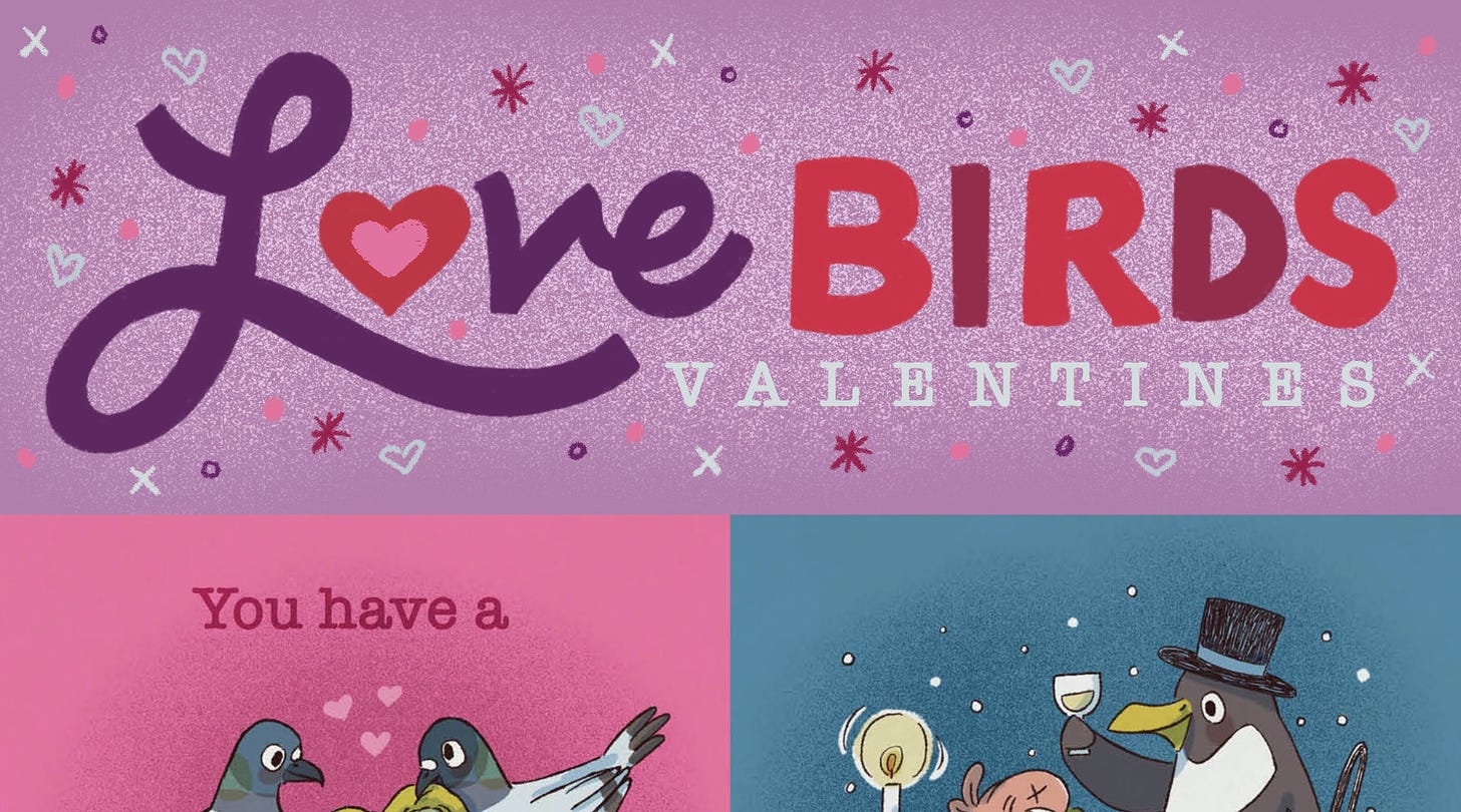unused header for illustrated bird valentines in layout by kayla stark