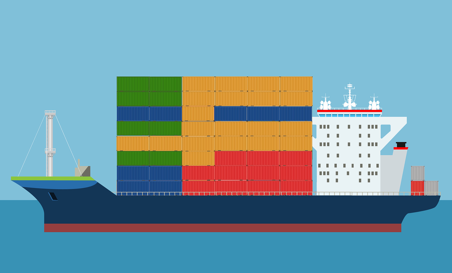 A second ship bears a multi-coloured cargo of scant interest to the hard-of-seeing. 