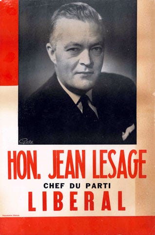 A Jean Lesage election poster for the elections held June 22, 1960