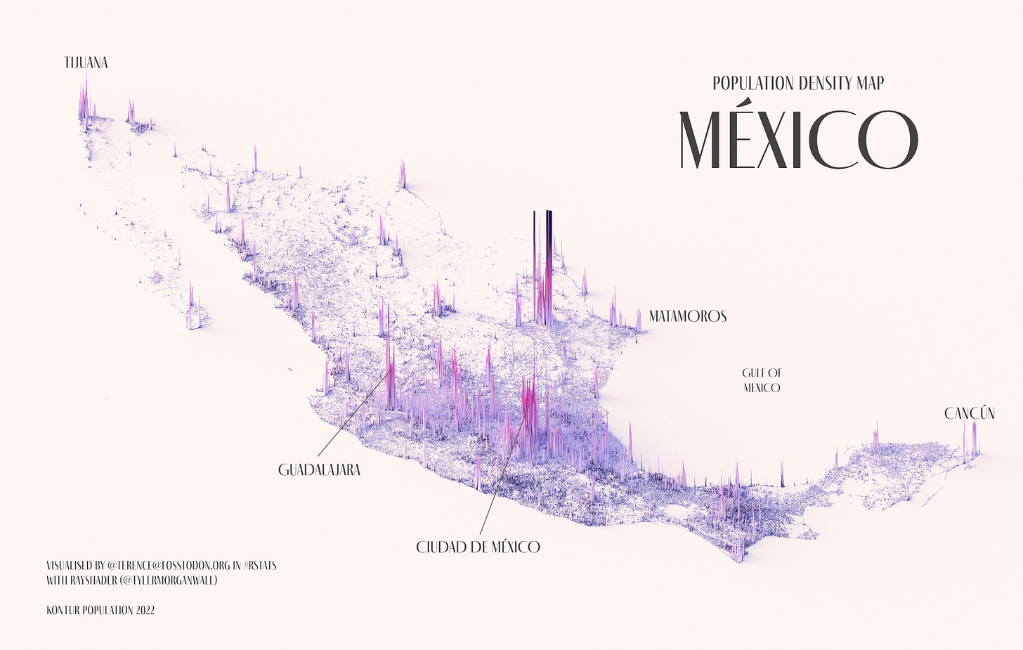 A population density map of México