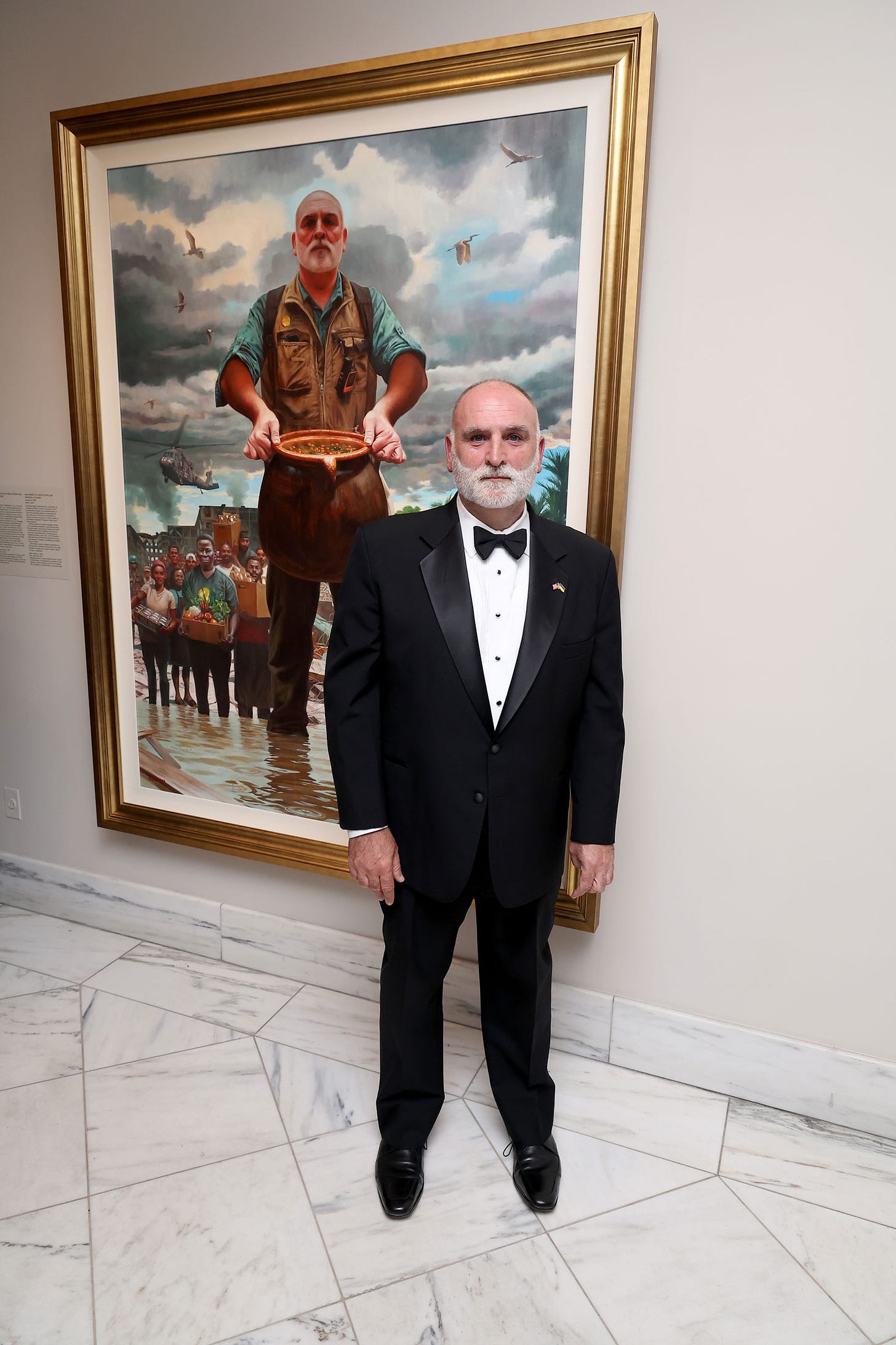 José Andrés at the unveiling of his portrait in the National Portrait Gallery in 2022.