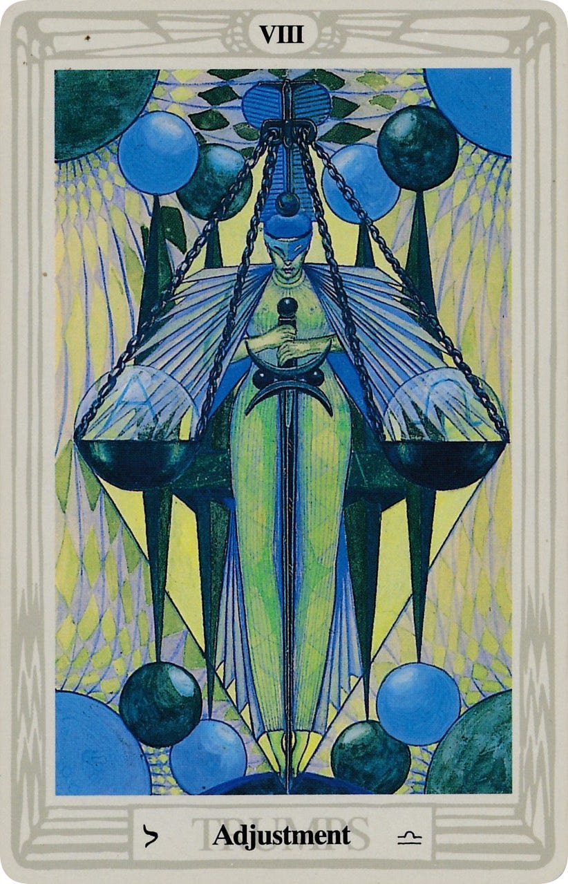 Atu VIII - Adjustment — Thoth Tarot