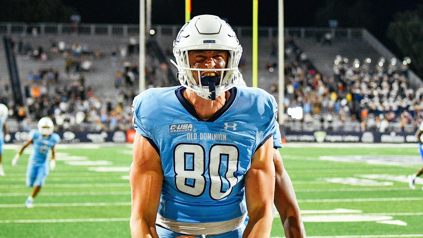 Minium: Former 4-Star Recruit and Penn State Tight End Zack Kuntz is  Blossoming at Old Dominion - Old Dominion University