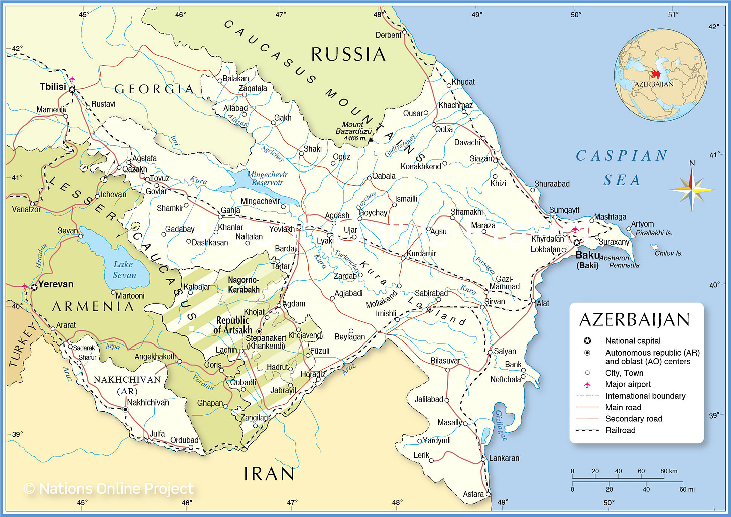 Political Map of Azerbaijan - Nations Online Project