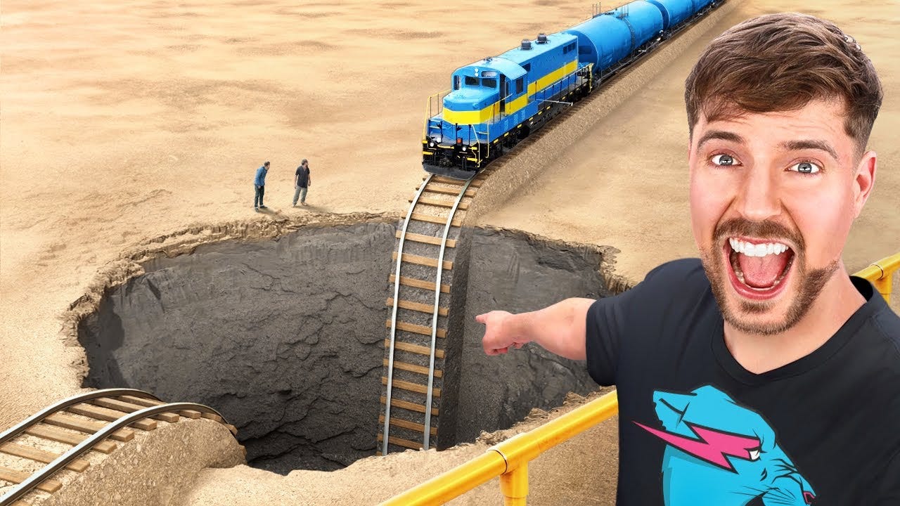 Train Vs Giant Pit - YouTube
