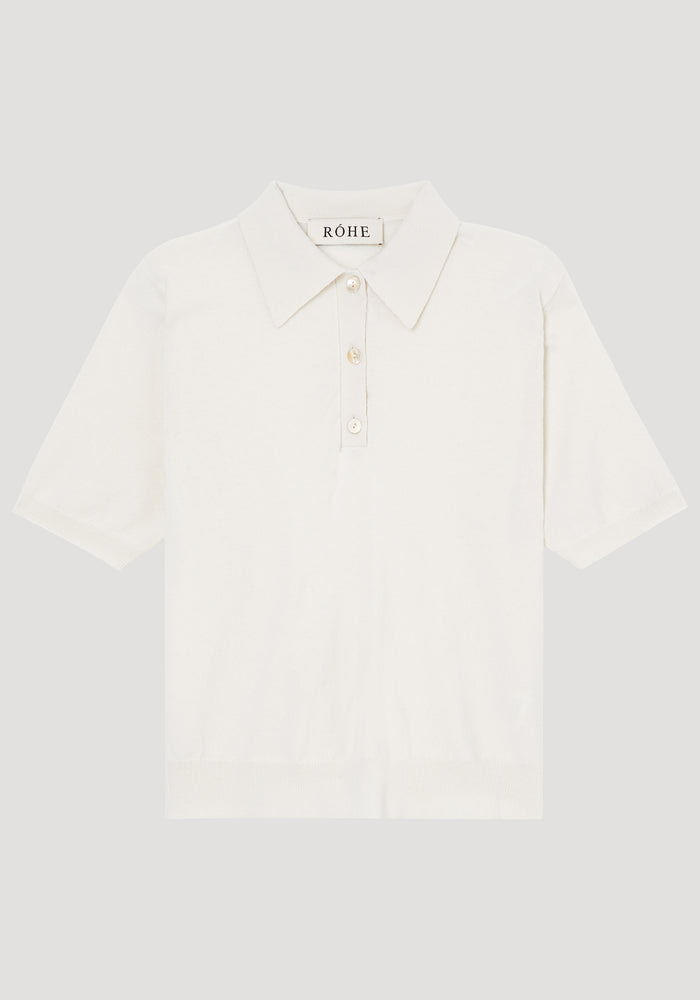 Short sleeve knitted polo | cream